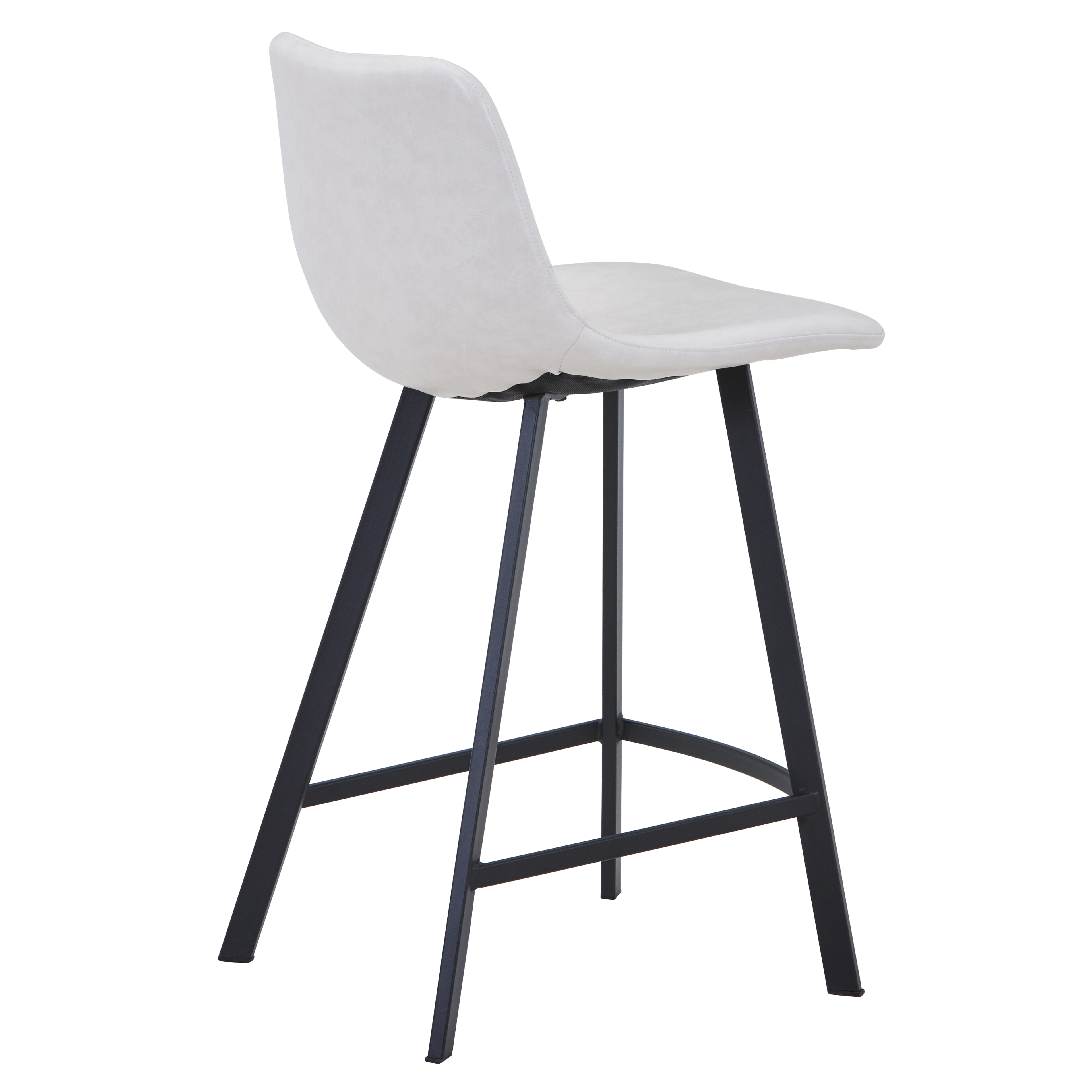 Elland Modern Upholstered Leather Bar Stool With Black/White Iron Legs & Footrest