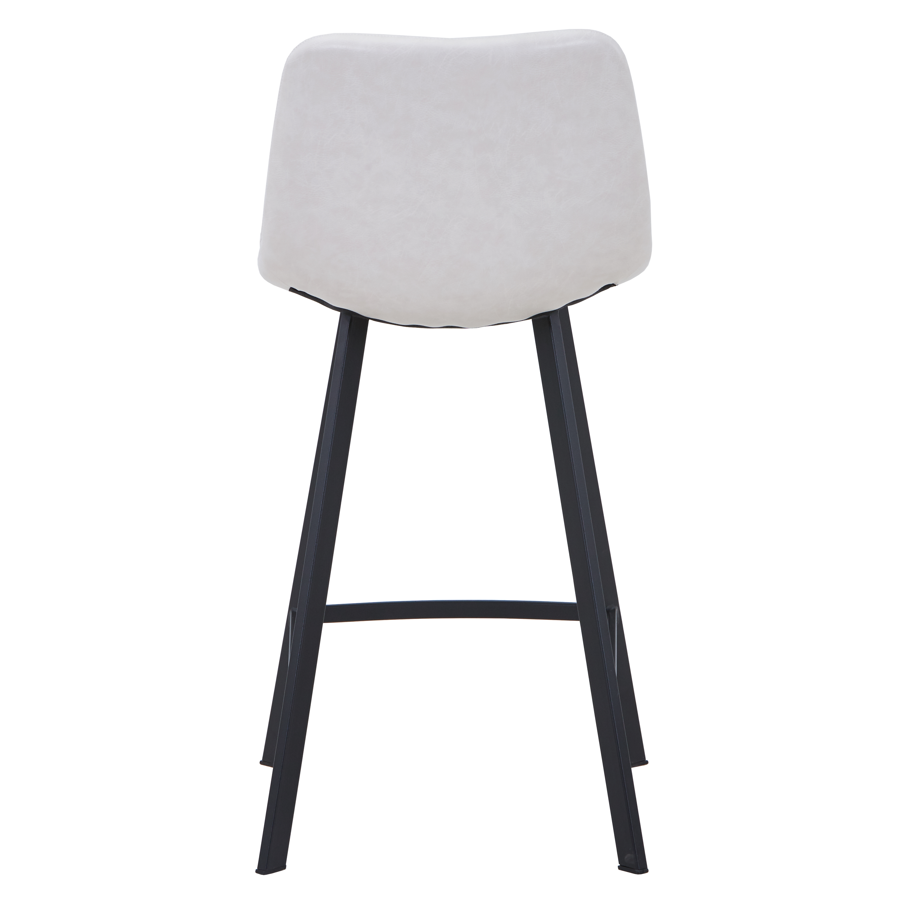 Elland Modern Upholstered Leather Bar Stool With Black/White Iron Legs & Footrest
