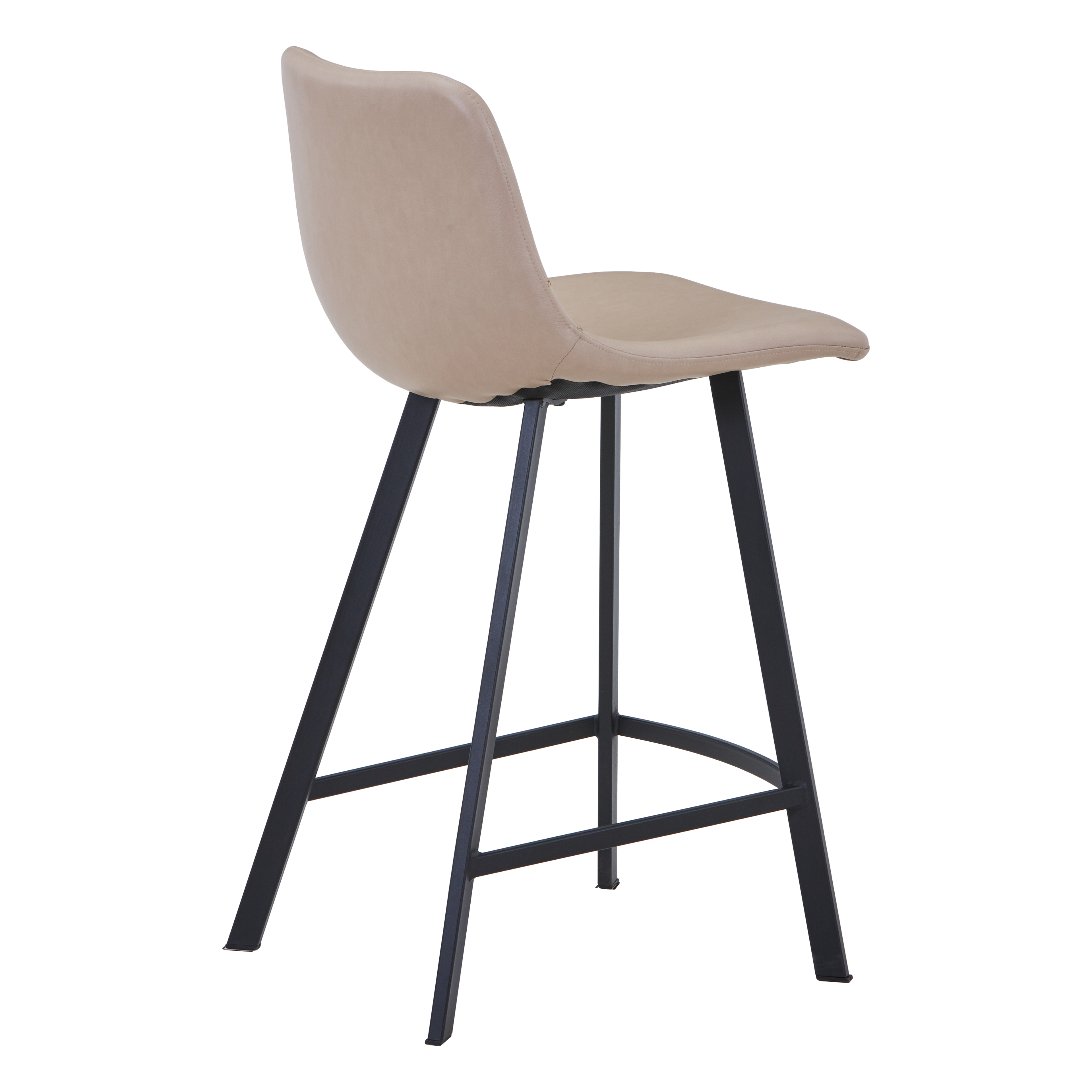 Elland Modern Upholstered Leather Bar Stool With Black/White Iron Legs & Footrest