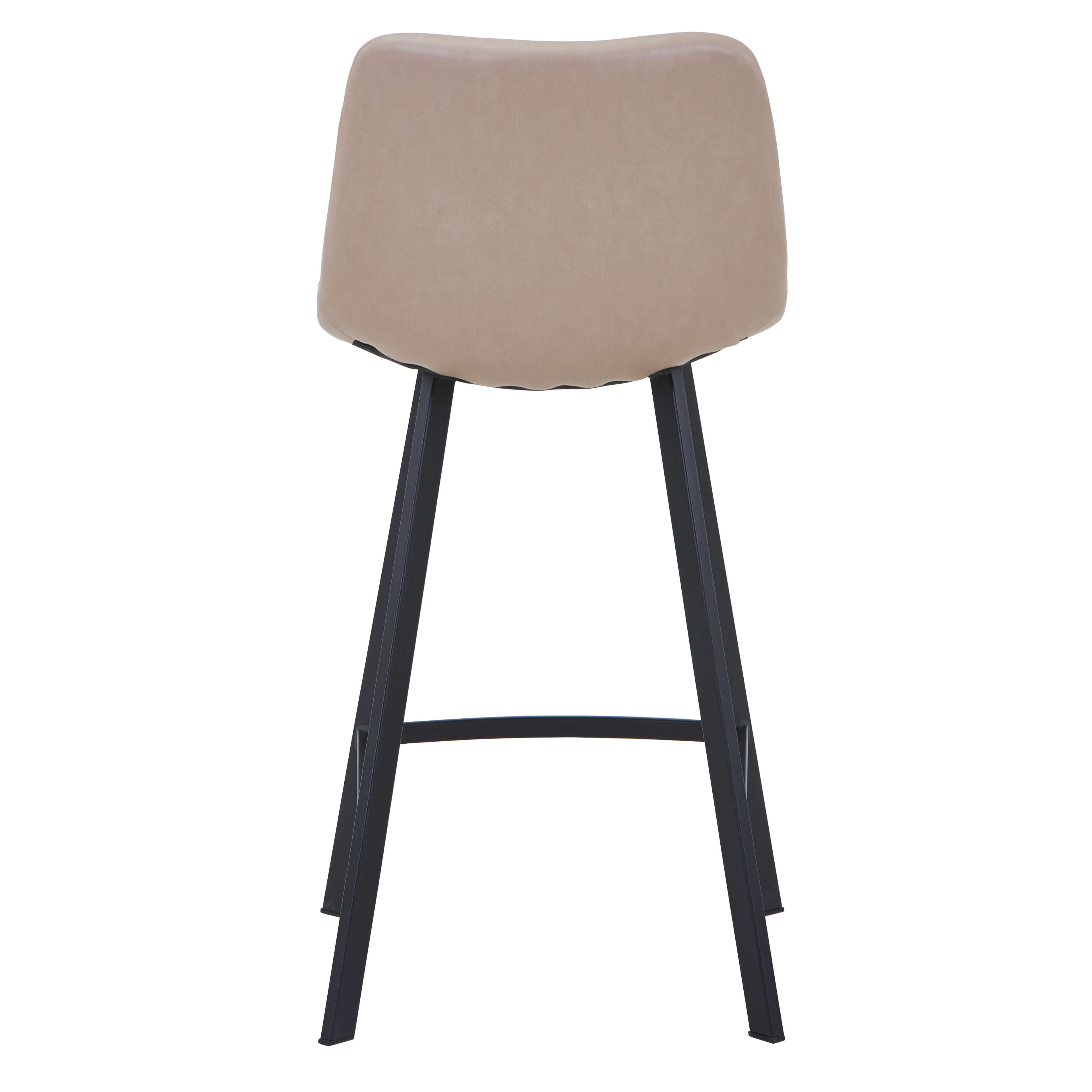 Elland Modern Upholstered Leather Bar Stool With Black/White Iron Legs & Footrest