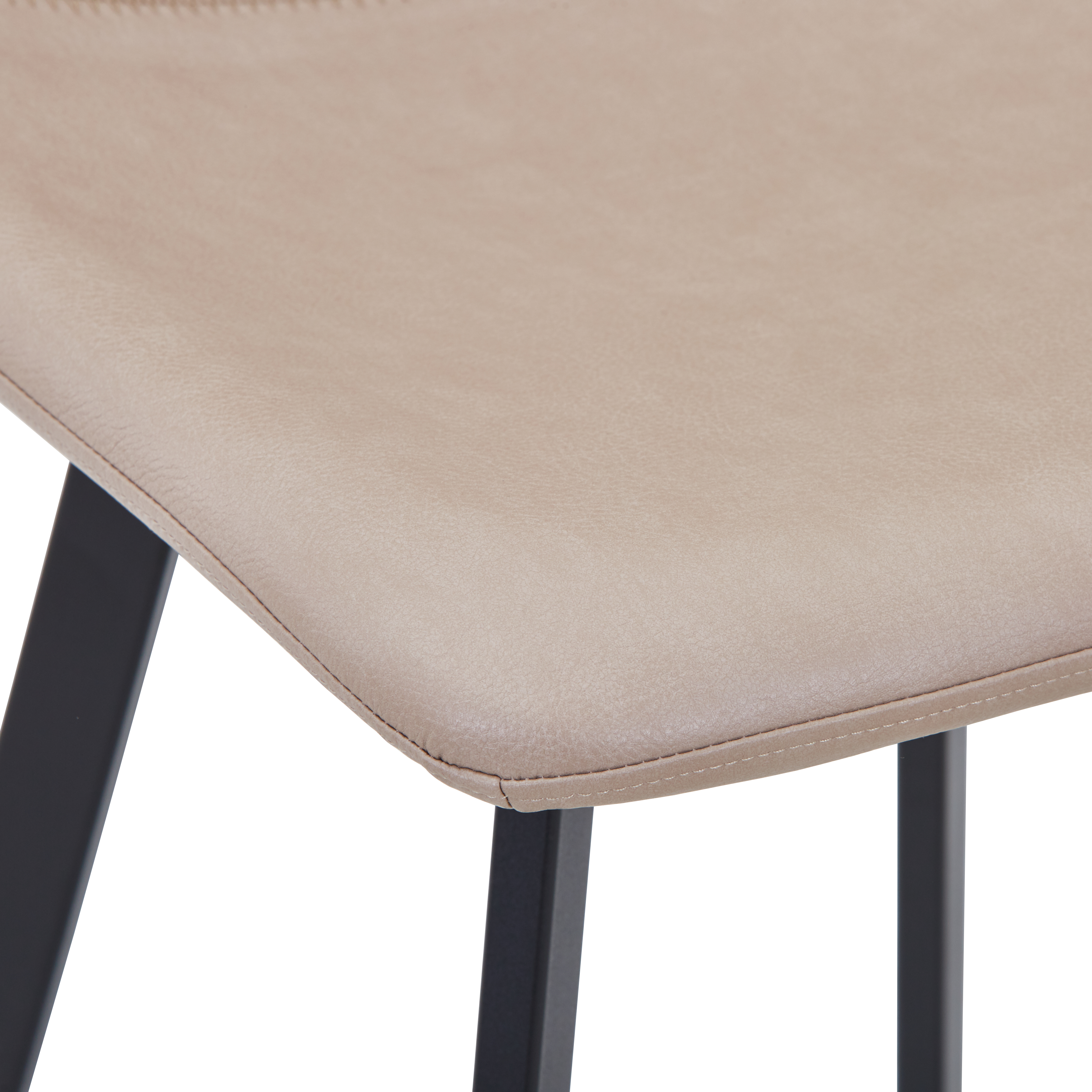 Elland Modern Upholstered Leather Bar Stool With Black/White Iron Legs & Footrest