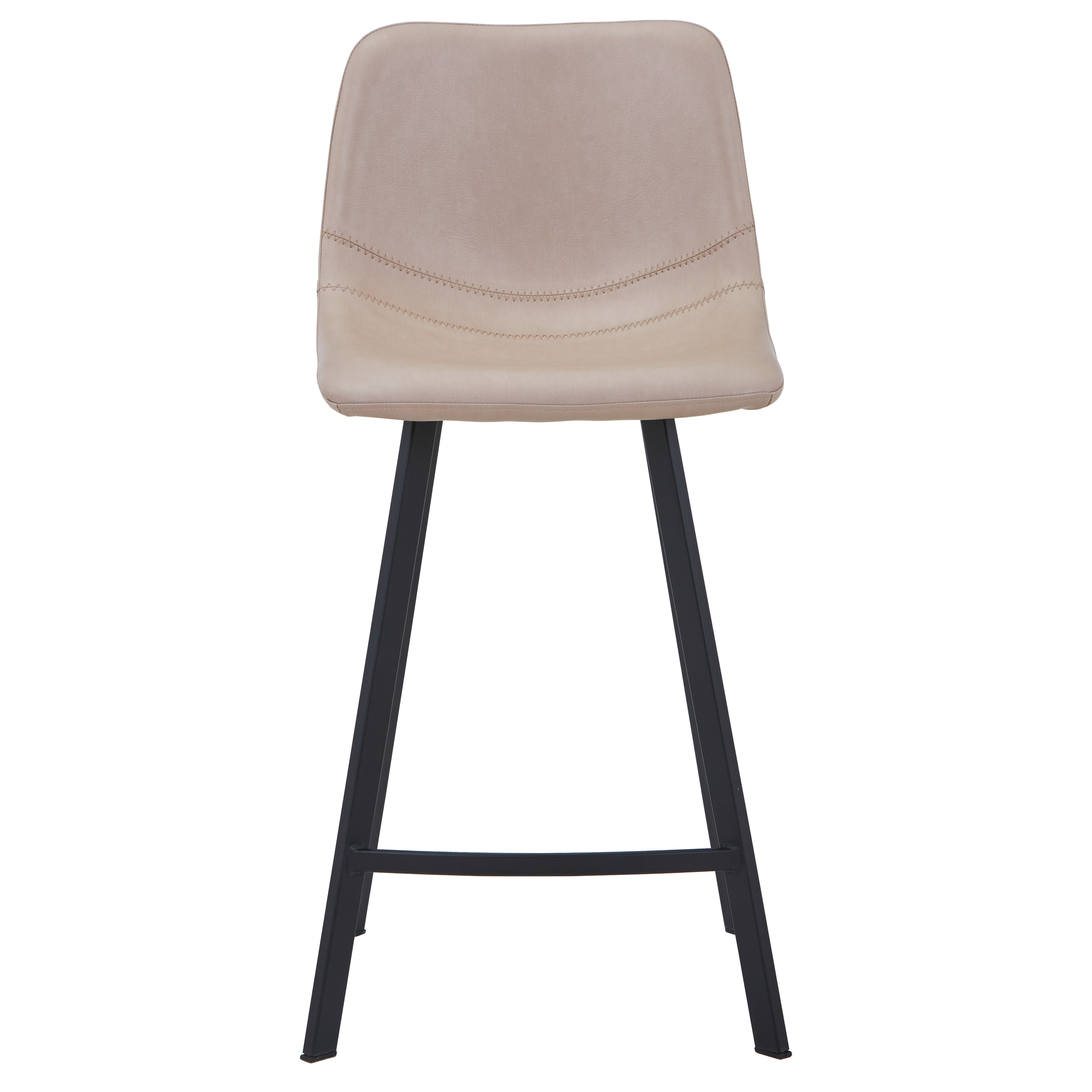 Elland Modern Upholstered Leather Bar Stool With Black/White Iron Legs & Footrest