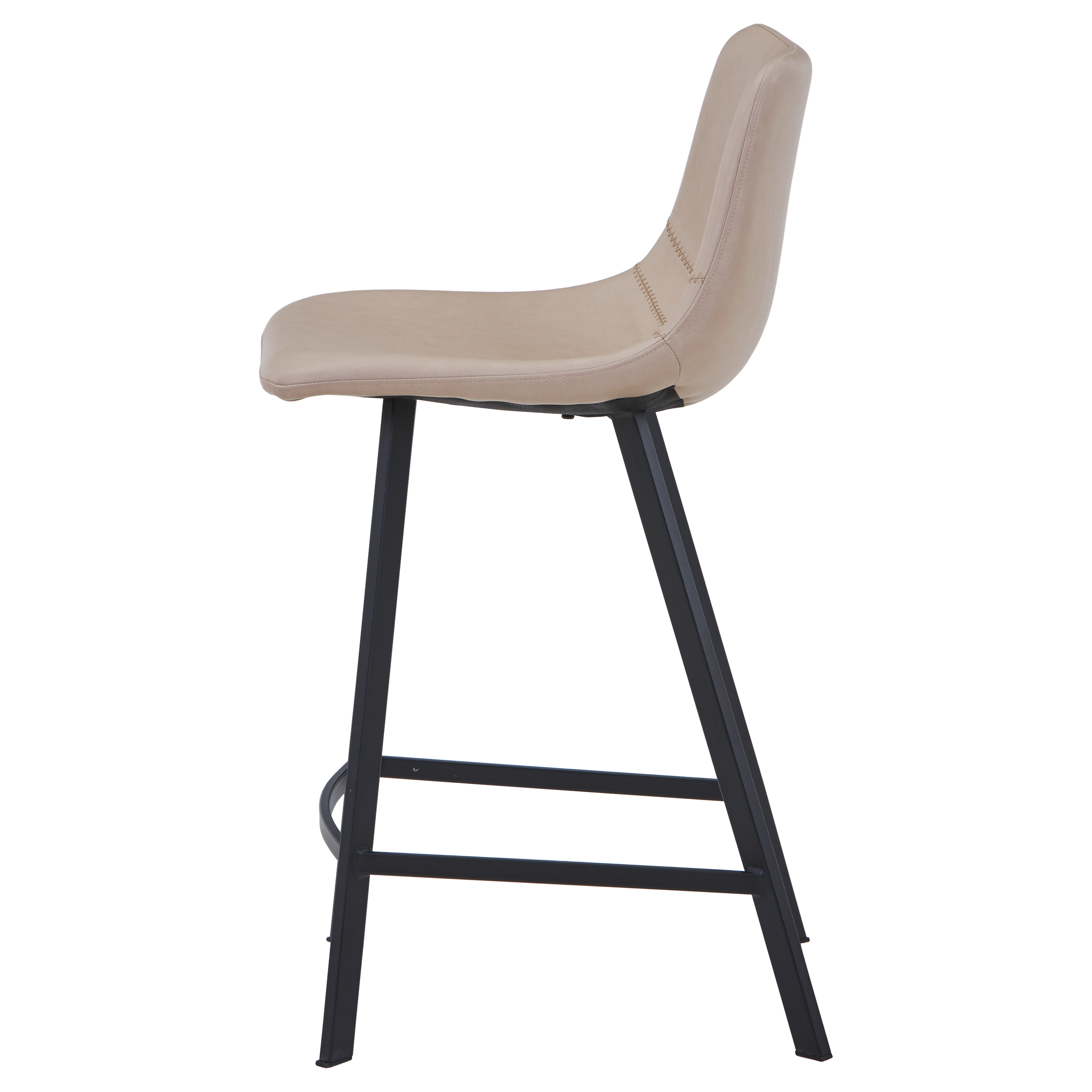 Elland Modern Upholstered Leather Bar Stool With Black/White Iron Legs & Footrest