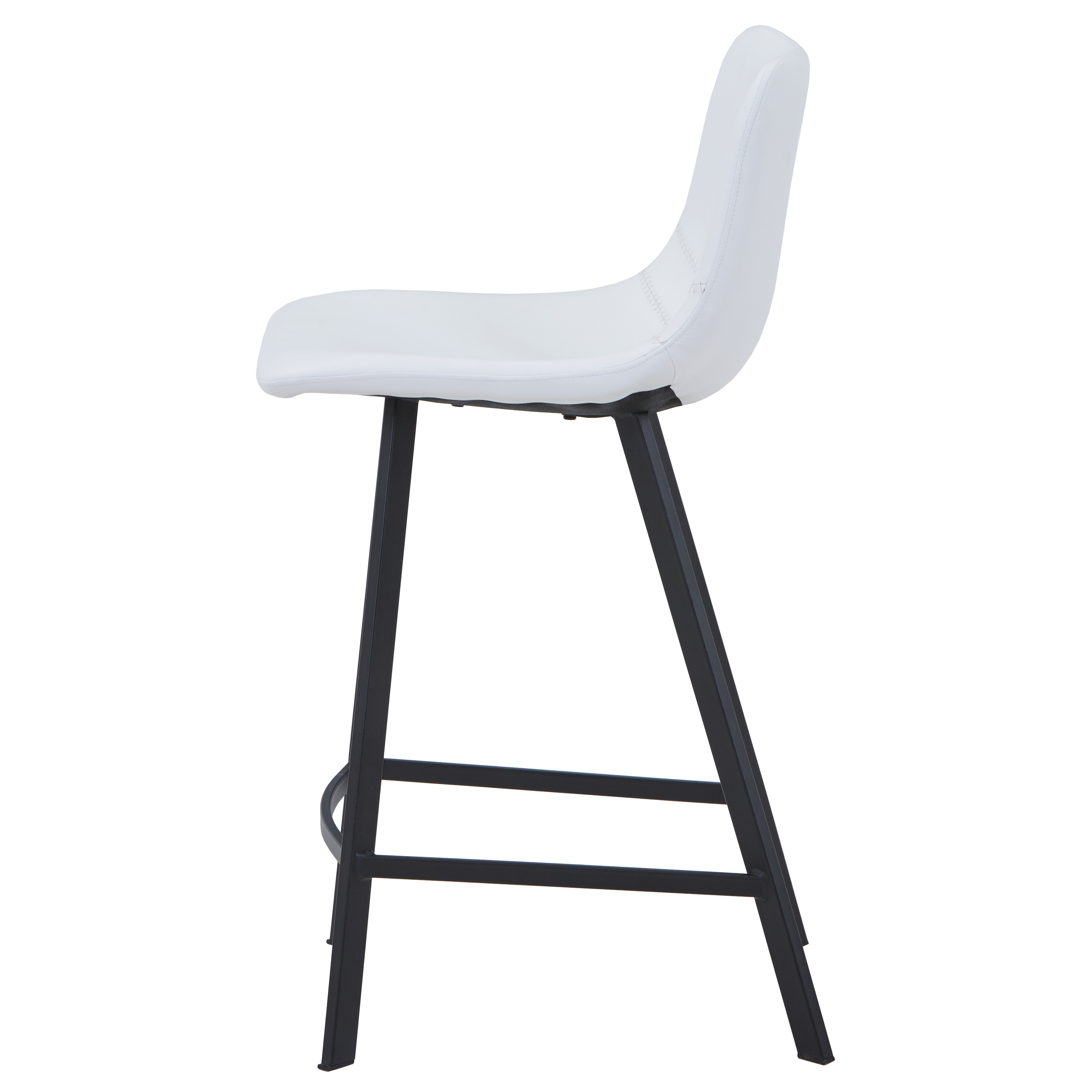 Elland Modern Upholstered Leather Bar Stool With Black/White Iron Legs & Footrest