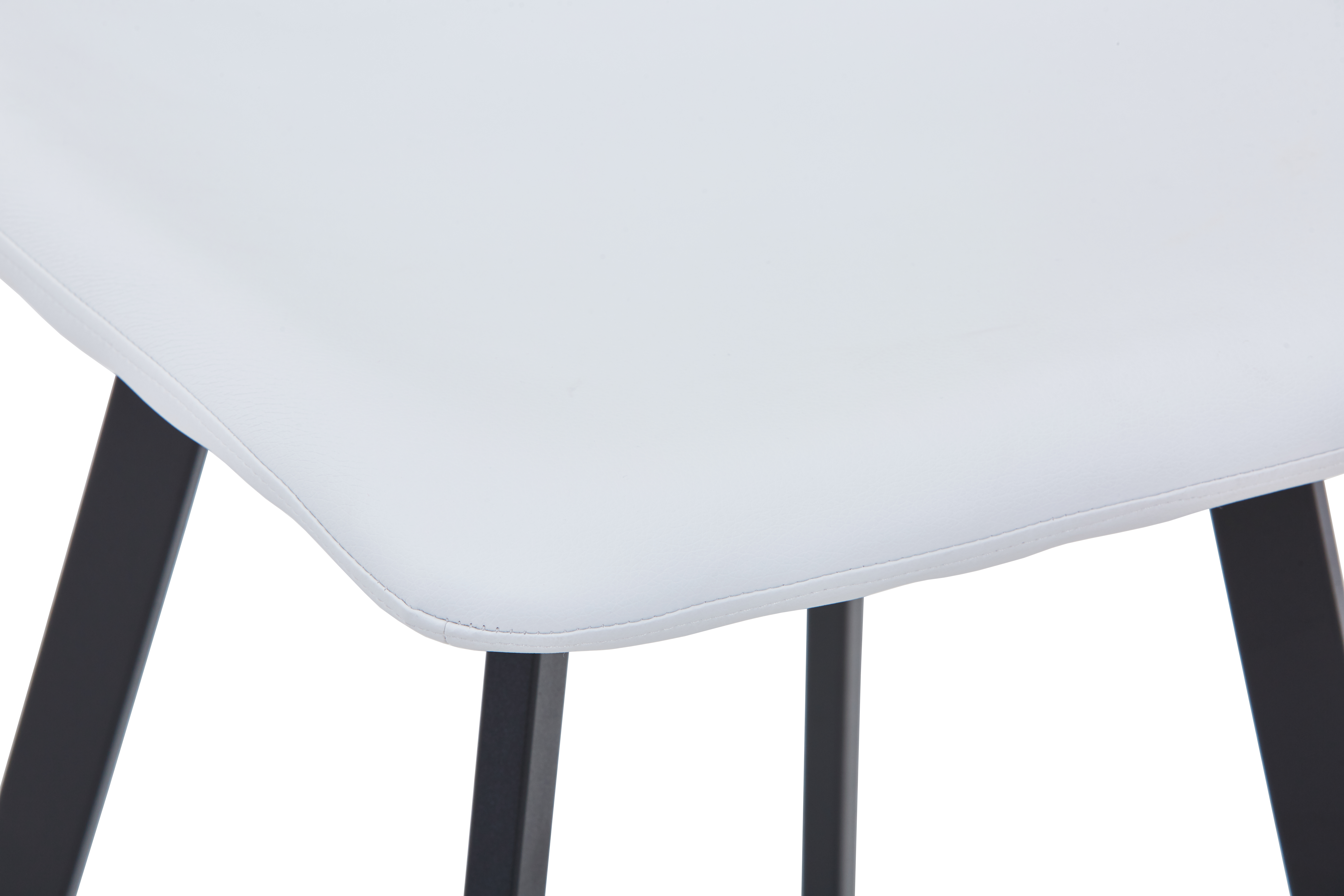 Elland Modern Upholstered Leather Bar Stool With Black/White Iron Legs & Footrest