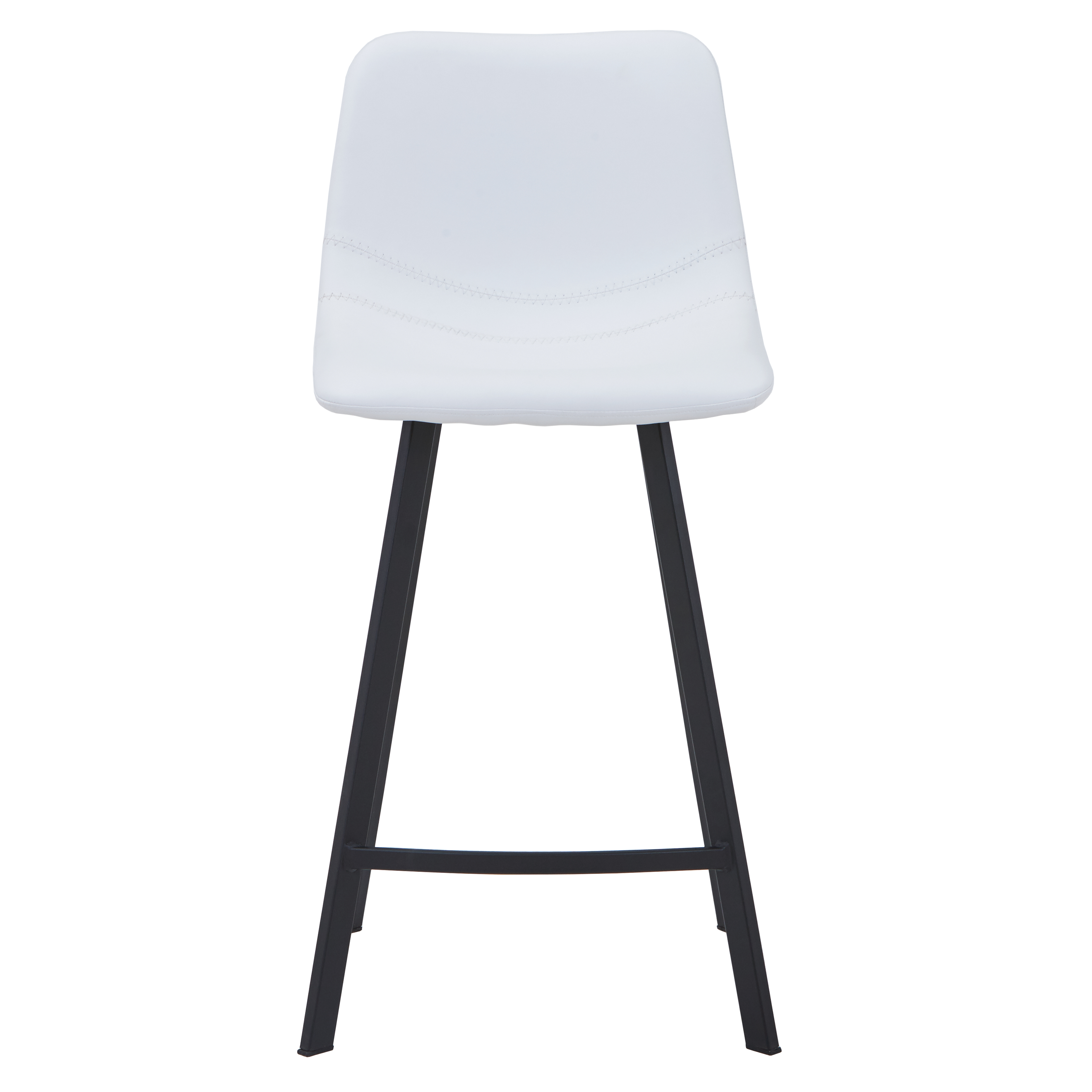 Elland Modern Upholstered Leather Bar Stool With Black/White Iron Legs & Footrest