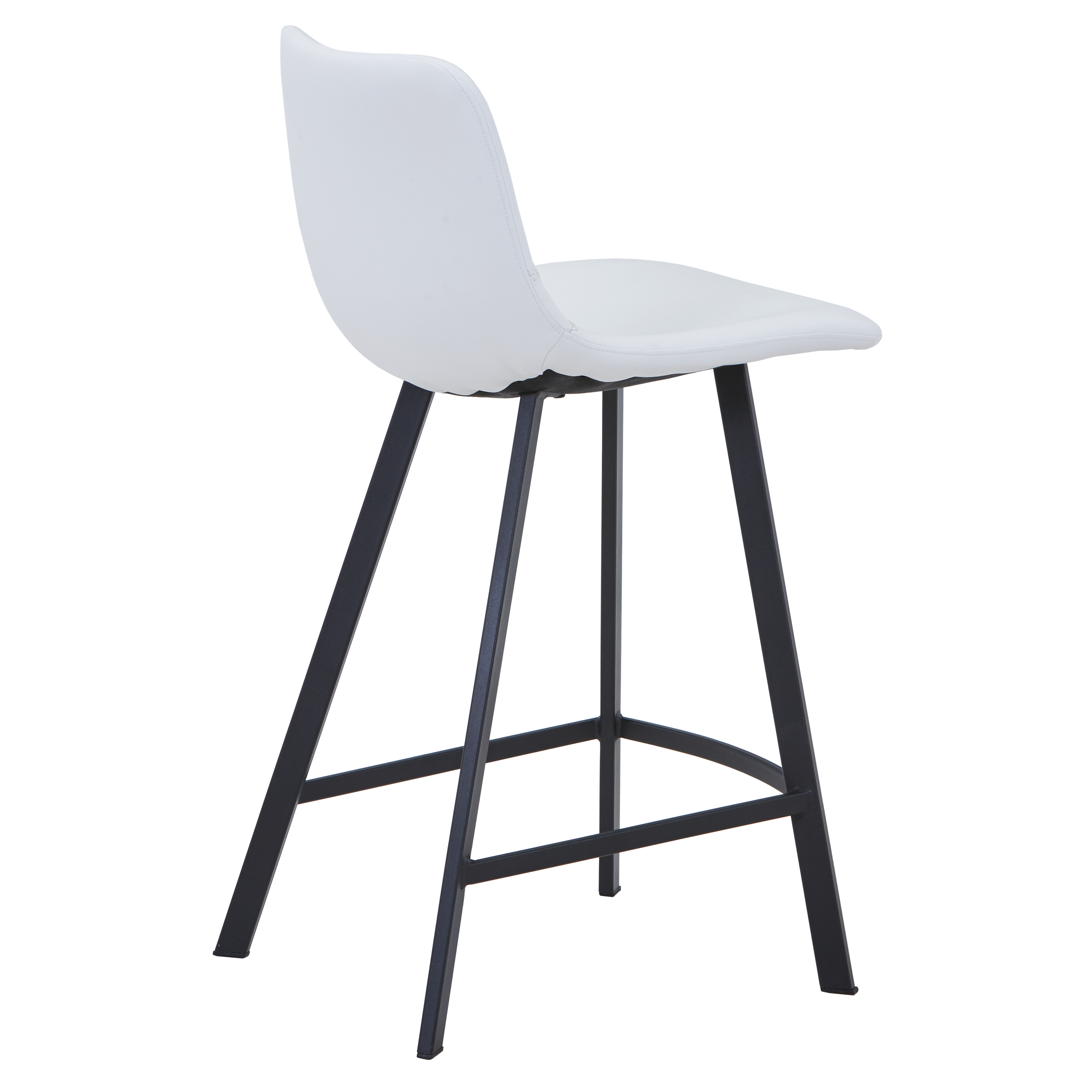 Elland Modern Upholstered Leather Bar Stool With Black/White Iron Legs & Footrest