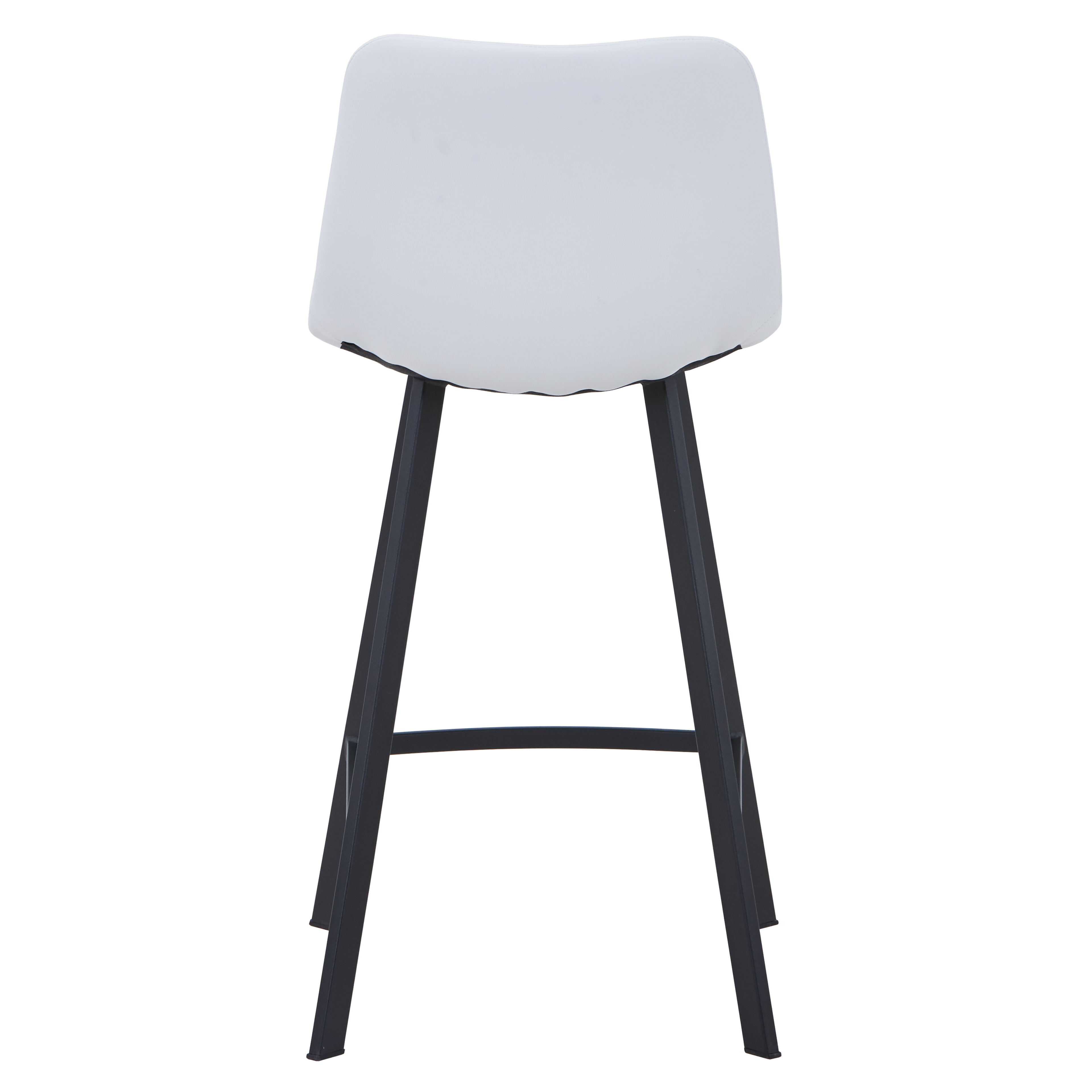 Elland Modern Upholstered Leather Bar Stool With Black/White Iron Legs & Footrest