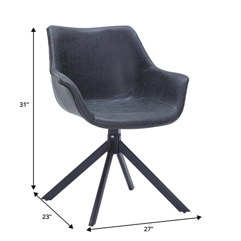 Markley Dining Chair Upholstered in Leather 360-Degree Swivel Armchair