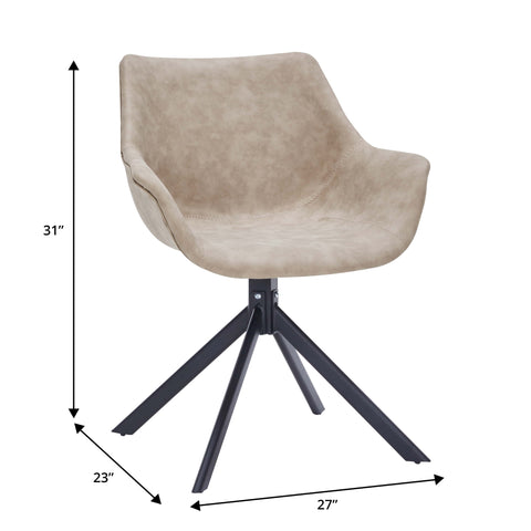 Markley Dining Chair Upholstered in Leather 360-Degree Swivel Armchair