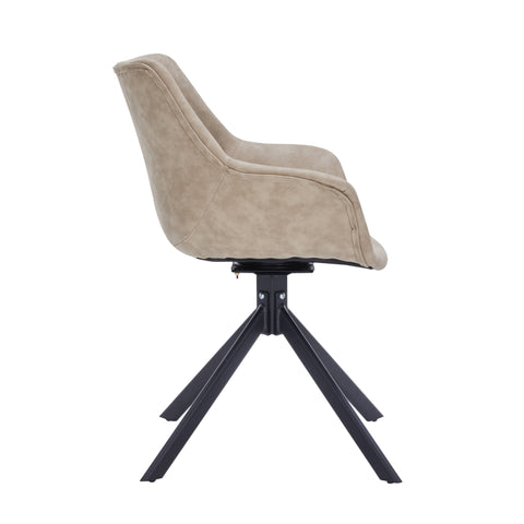 Markley Dining Chair Upholstered in Leather 360-Degree Swivel Armchair