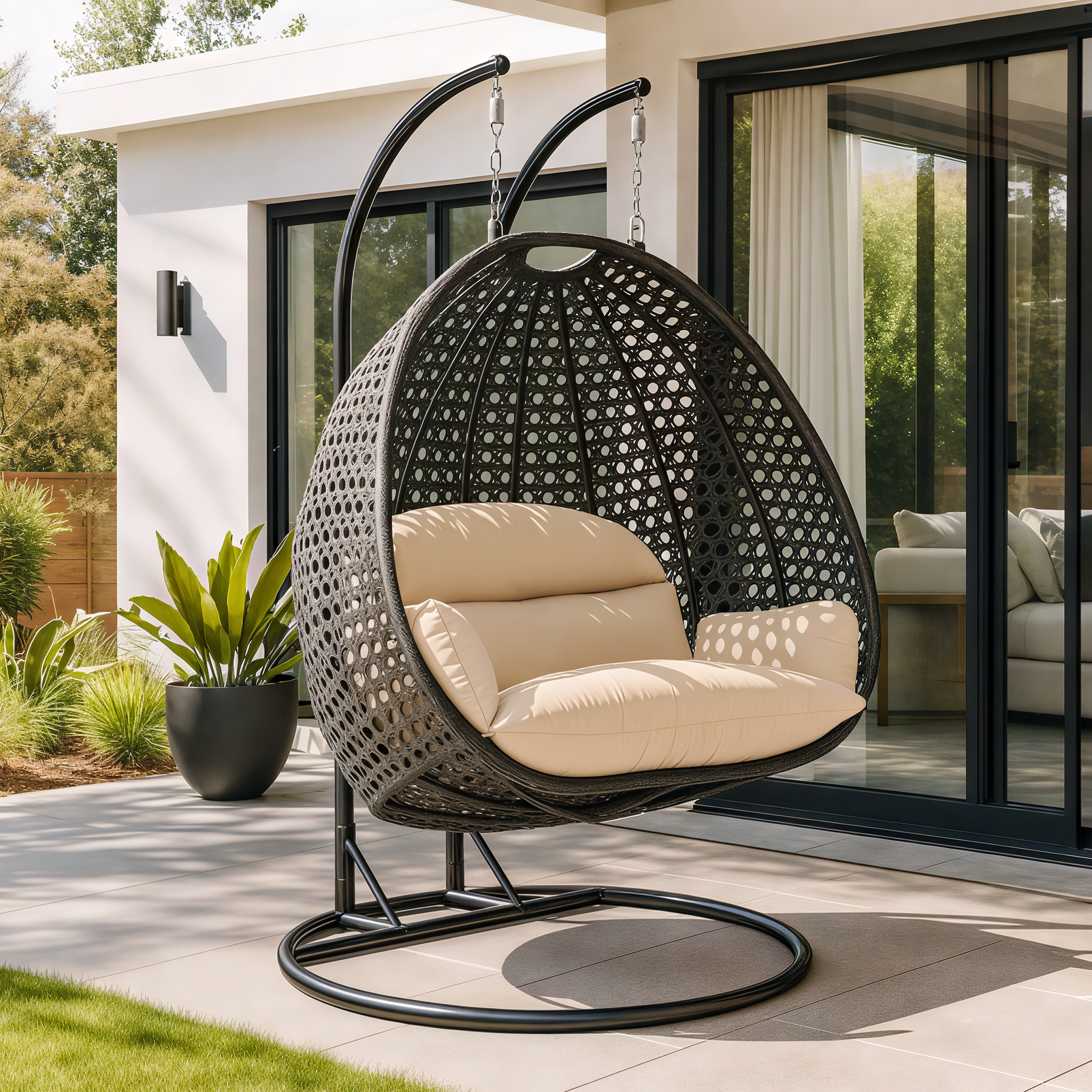 Modern Wicker Hanging Double Seater Egg Swing Chair