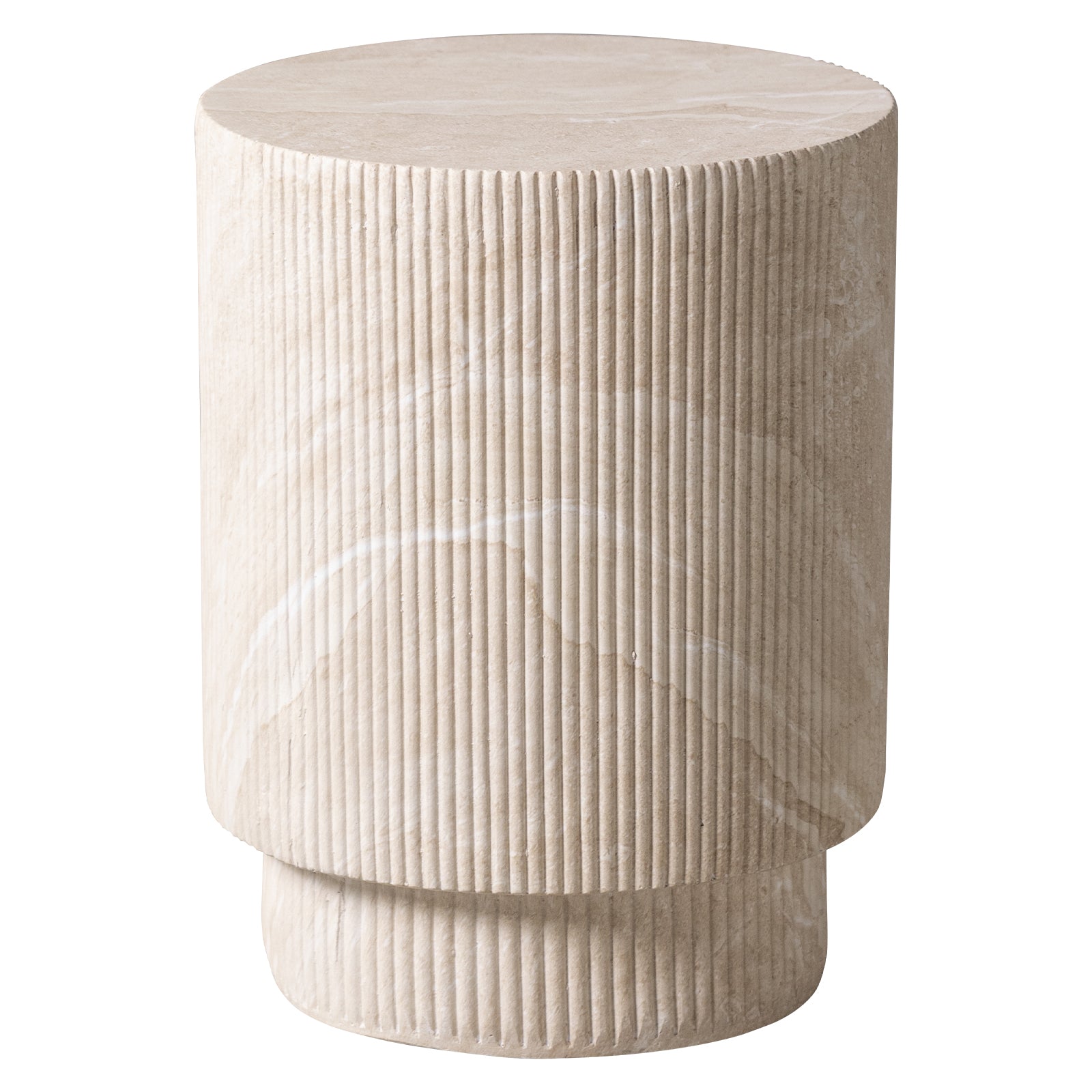 Eden Series Side Table in Fiberstone Round Accent Table for Home, Living Room, Indoor, and Outdoor