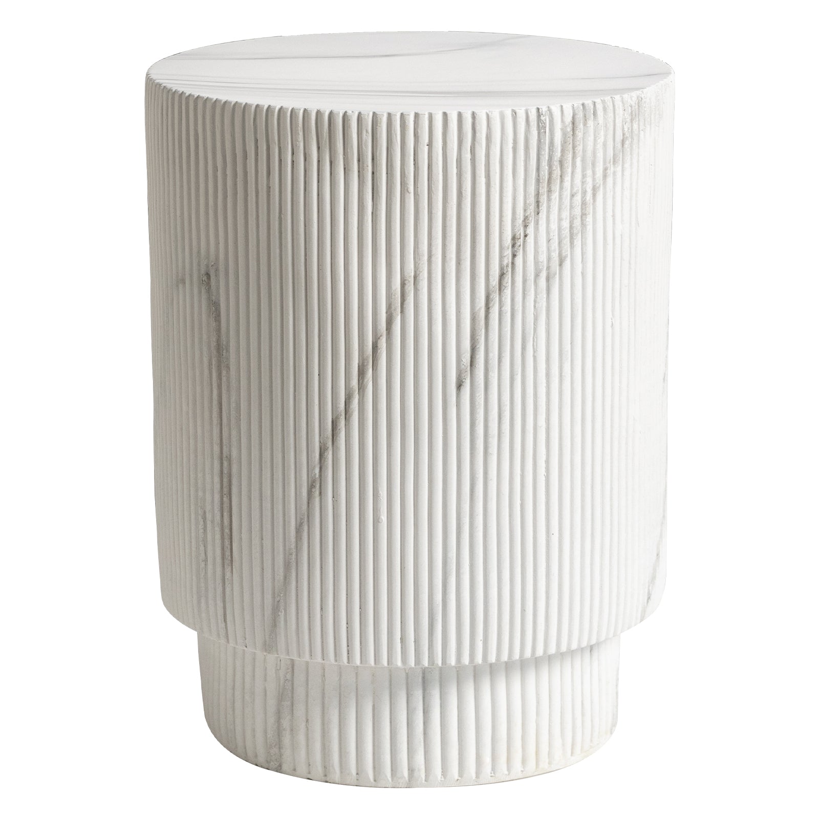 Eden Series Side Table in Fiberstone Round Accent Table for Home, Living Room, Indoor, and Outdoor