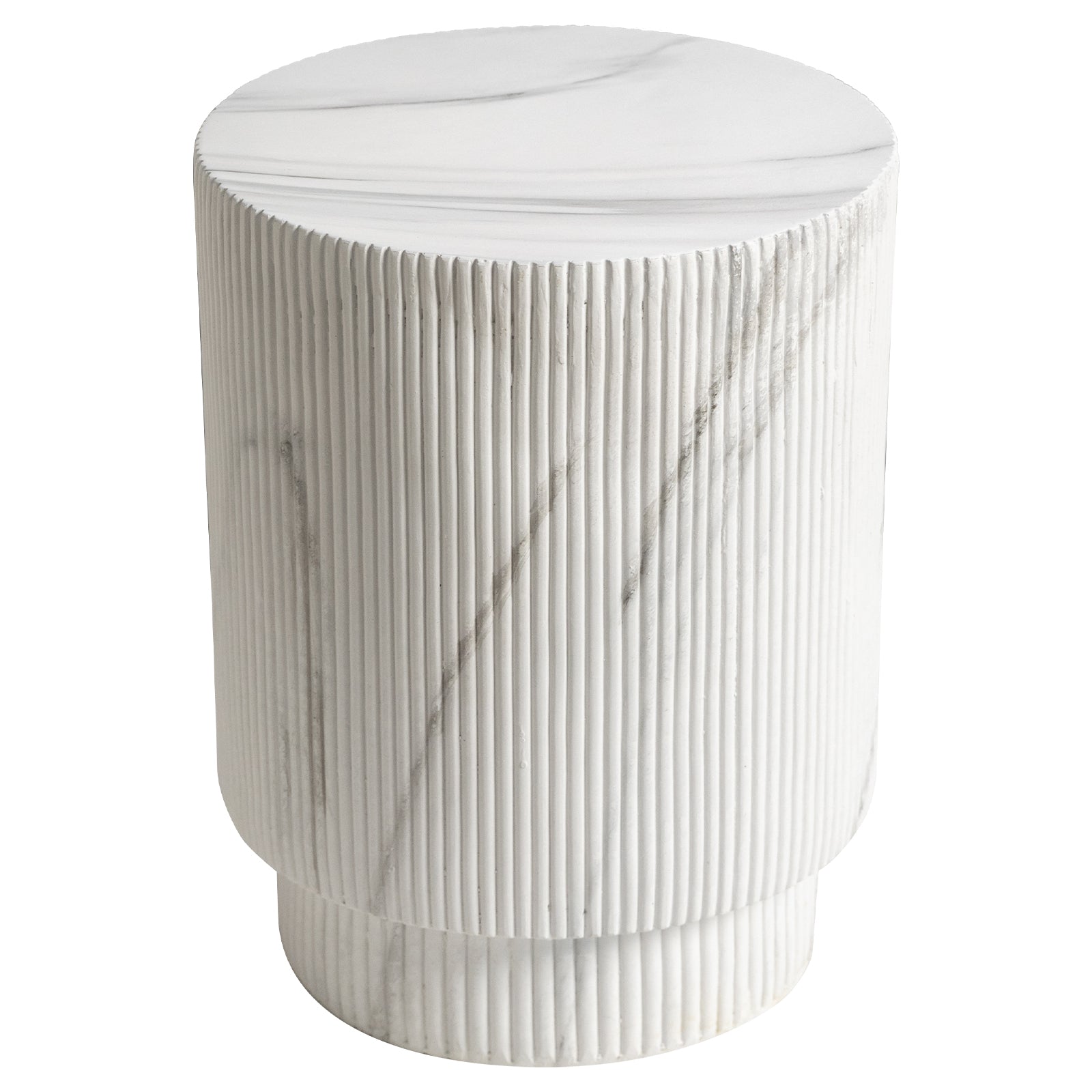 Eden Series Side Table in Fiberstone Round Accent Table for Home, Living Room, Indoor, and Outdoor