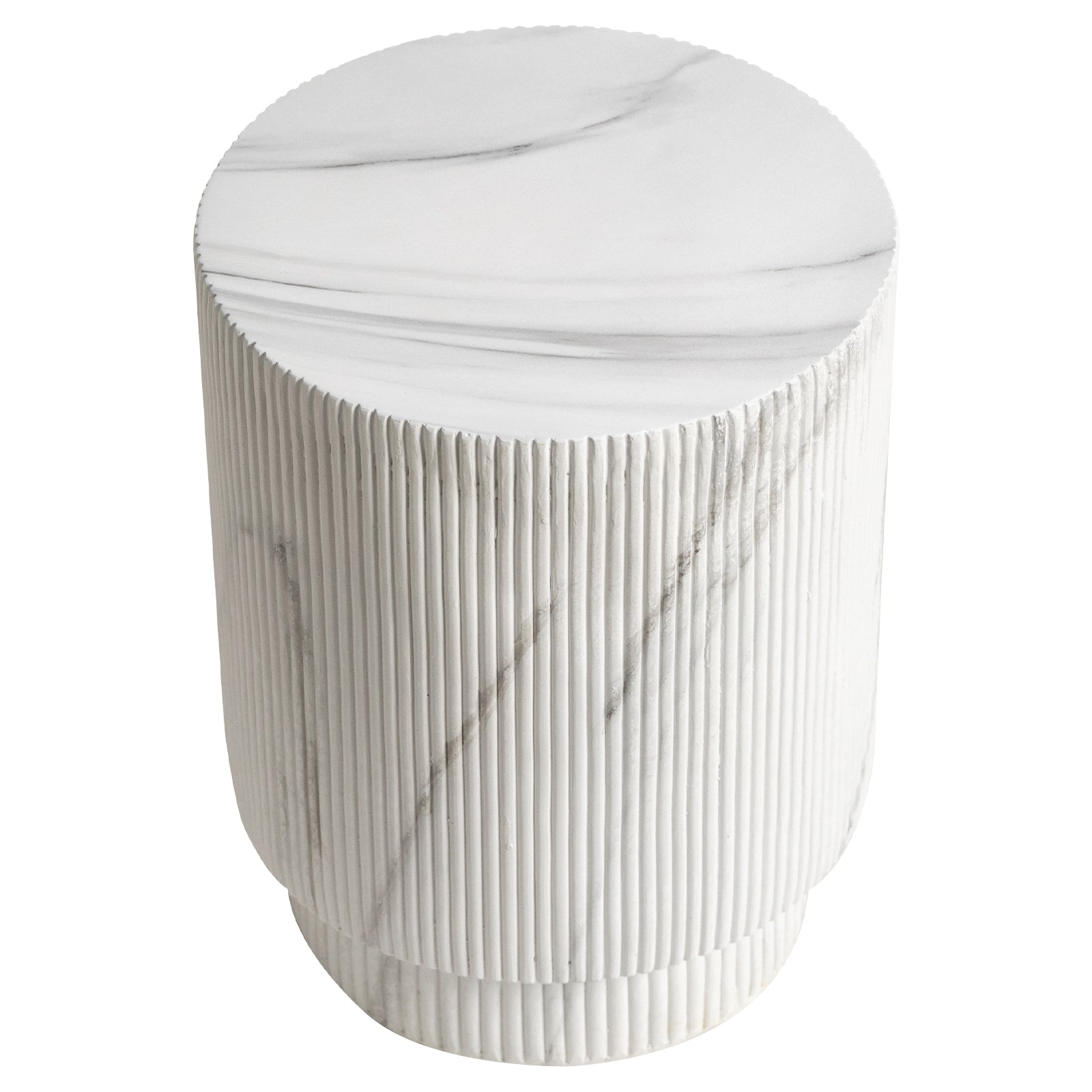 Eden Series Side Table in Fiberstone Round Accent Table for Home, Living Room, Indoor, and Outdoor