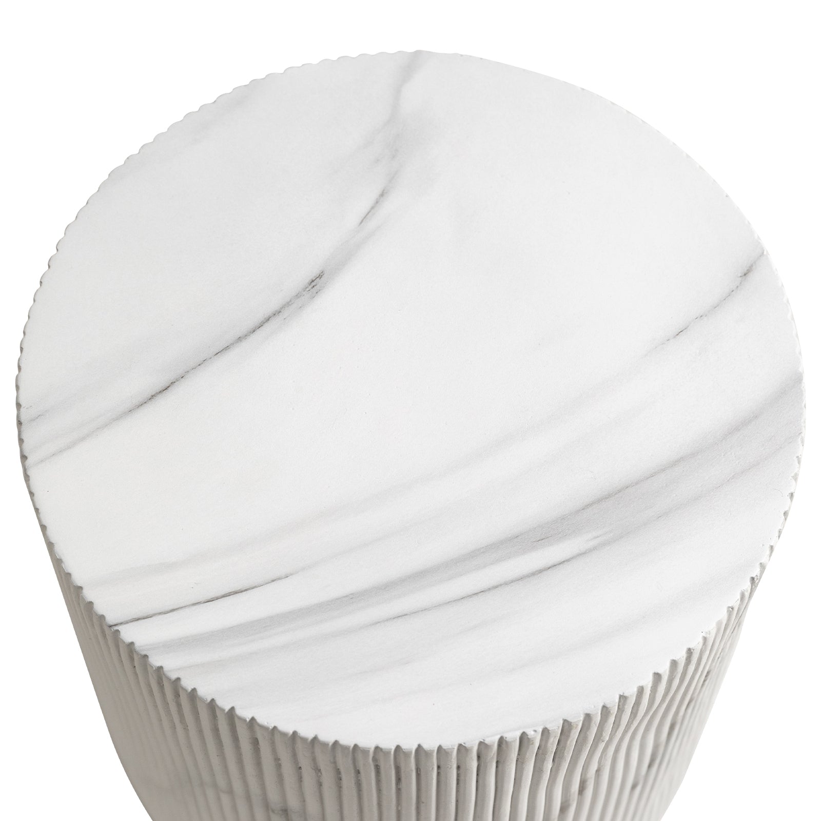 Eden Series Side Table in Fiberstone Round Accent Table for Home, Living Room, Indoor, and Outdoor