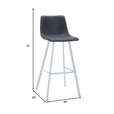 Elland 41" Leather Counter Height Barstool with Stainless Steel Legs and Footrest Set of 2