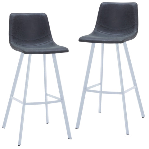 Elland 41" Leather Counter Height Barstool with Stainless Steel Legs and Footrest Set of 2