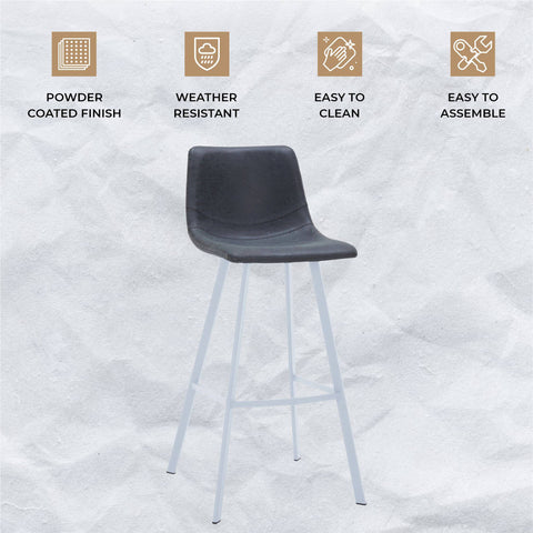 Elland 41" Leather Counter Height Barstool with Stainless Steel Legs and Footrest Set of 2