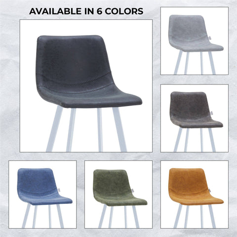 Elland 41" Leather Counter Height Barstool with Stainless Steel Legs and Footrest Set of 2