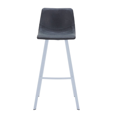 Elland 41" Leather Counter Height Barstool with Stainless Steel Legs and Footrest Set of 2