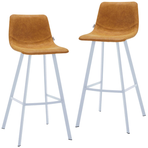 Elland 41" Leather Counter Height Barstool with Stainless Steel Legs and Footrest Set of 2