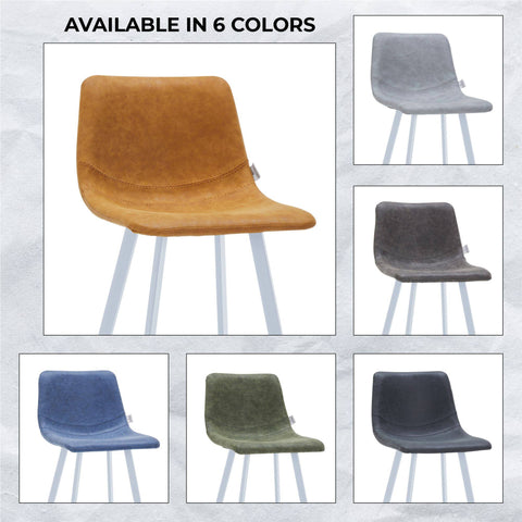 Elland 41" Leather Counter Height Barstool with Stainless Steel Legs and Footrest Set of 2