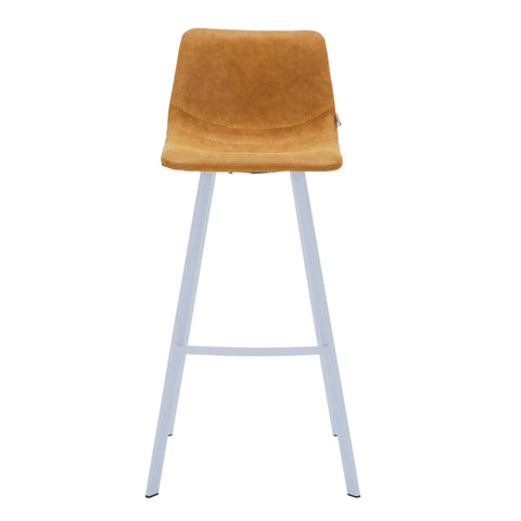 Elland 41" Leather Counter Height Barstool with Stainless Steel Legs and Footrest Set of 2
