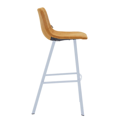 Elland 41" Leather Counter Height Barstool with Stainless Steel Legs and Footrest Set of 2
