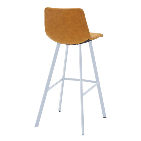 Elland 41" Leather Counter Height Barstool with Stainless Steel Legs and Footrest Set of 2