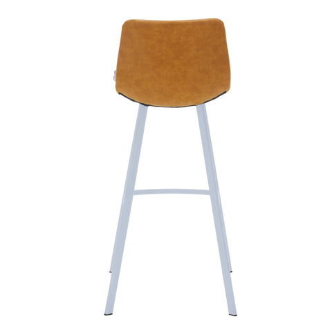 Elland 41" Leather Counter Height Barstool with Stainless Steel Legs and Footrest Set of 2