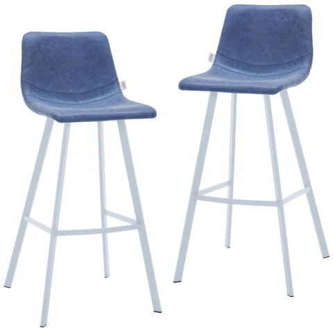 Elland 41" Leather Counter Height Barstool with Stainless Steel Legs and Footrest Set of 2