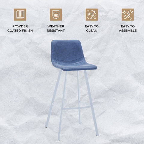 Elland 41" Leather Counter Height Barstool with Stainless Steel Legs and Footrest Set of 2