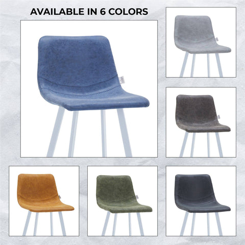 Elland 41" Leather Counter Height Barstool with Stainless Steel Legs and Footrest Set of 2
