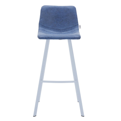 Elland 41" Leather Counter Height Barstool with Stainless Steel Legs and Footrest Set of 2