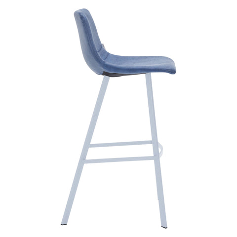 Elland 41" Leather Counter Height Barstool with Stainless Steel Legs and Footrest Set of 2