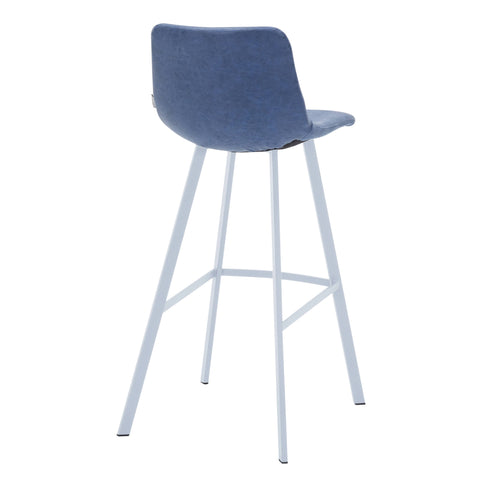 Elland 41" Leather Counter Height Barstool with Stainless Steel Legs and Footrest Set of 2