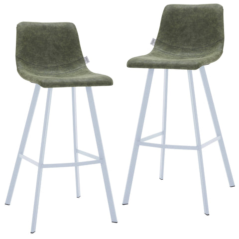 Elland 41" Leather Counter Height Barstool with Stainless Steel Legs and Footrest Set of 2