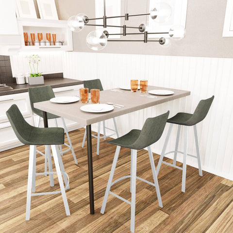 Elland 41" Leather Counter Height Barstool with Stainless Steel Legs and Footrest Set of 2