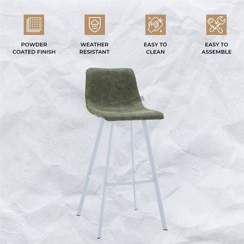 Elland 41" Leather Counter Height Barstool with Stainless Steel Legs and Footrest Set of 2