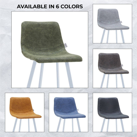 Elland 41" Leather Counter Height Barstool with Stainless Steel Legs and Footrest Set of 2