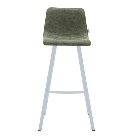 Elland 41" Leather Counter Height Barstool with Stainless Steel Legs and Footrest Set of 2