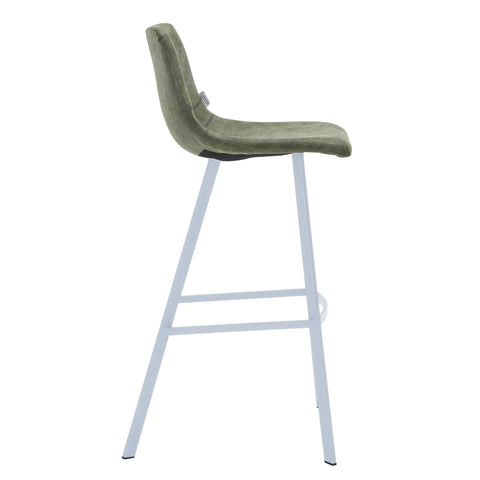 Elland 41" Leather Counter Height Barstool with Stainless Steel Legs and Footrest Set of 2