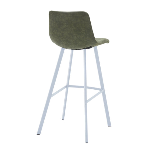 Elland 41" Leather Counter Height Barstool with Stainless Steel Legs and Footrest Set of 2