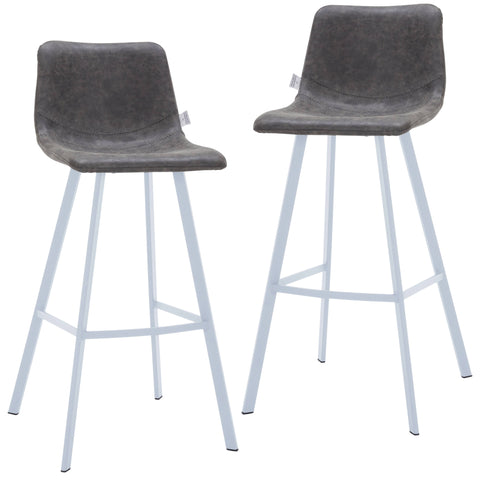 Elland 41" Leather Counter Height Barstool with Stainless Steel Legs and Footrest Set of 2