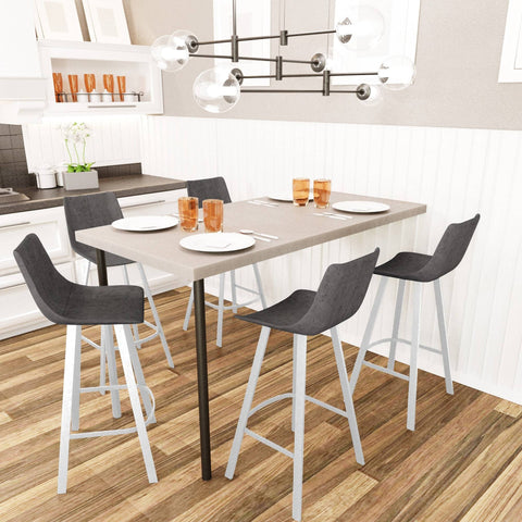 Elland 41" Leather Counter Height Barstool with Stainless Steel Legs and Footrest Set of 2