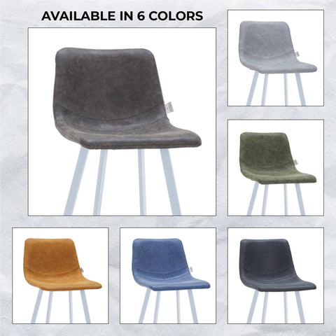 Elland 41" Leather Counter Height Barstool with Stainless Steel Legs and Footrest Set of 2