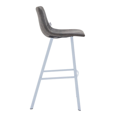 Elland 41" Leather Counter Height Barstool with Stainless Steel Legs and Footrest Set of 2