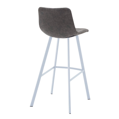 Elland 41" Leather Counter Height Barstool with Stainless Steel Legs and Footrest Set of 2